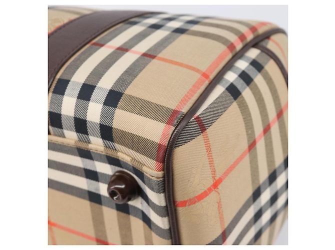 Burberrys Nova Check Boston Bag Canvas Beige Gold Auth am12606V Golden - Ansicht 16