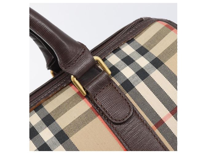 Burberrys Nova Check Boston Bag Canvas Beige Gold Auth am12606V Golden - Ansicht 17