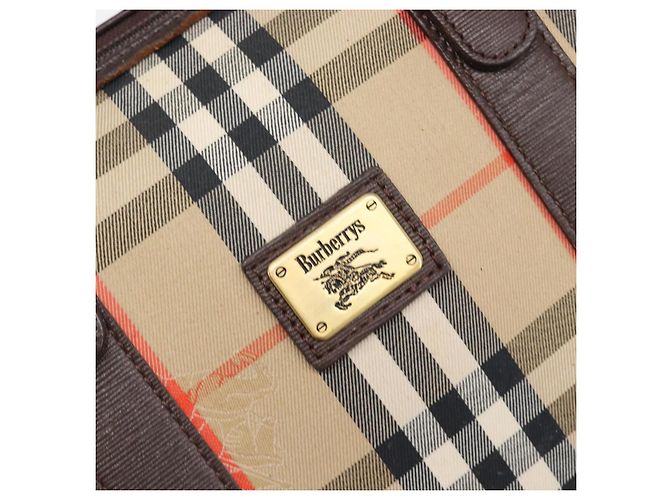 Burberrys Nova Check Boston Bag Canvas Beige Gold Auth am12606V Golden - Ansicht 18