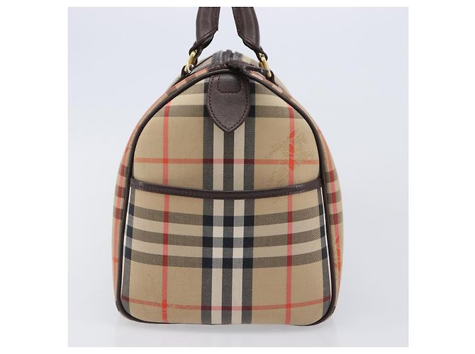 Burberrys Nova Check Boston Bag Canvas Beige Gold Auth am12606V Golden - Ansicht 3