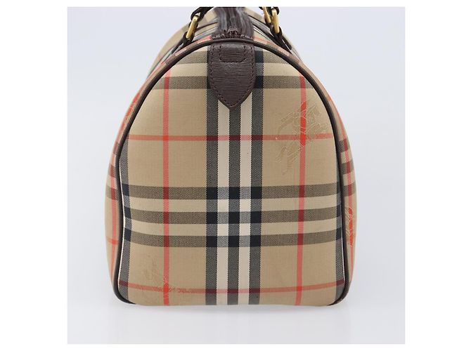 Burberrys Nova Check Boston Bag Canvas Beige Gold Auth am12606V Golden - Ansicht 4