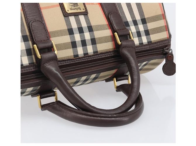 Burberrys Nova Check Boston Bag Canvas Beige Gold Auth am12606V Golden - Ansicht 7