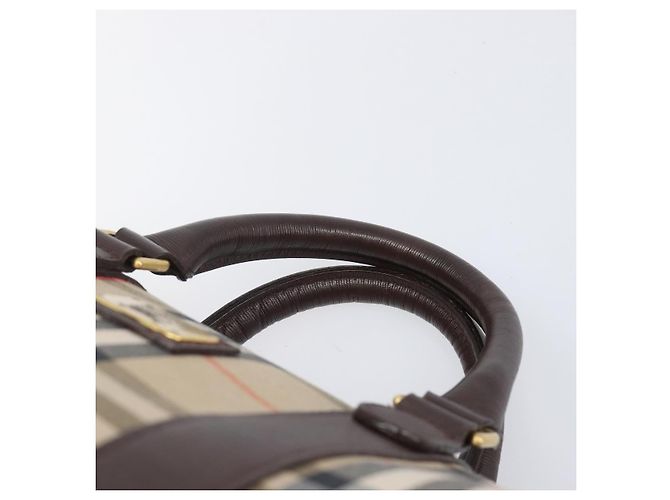 Burberrys Nova Check Boston Bag Canvas Beige Gold Auth am12606V Golden - Ansicht 8