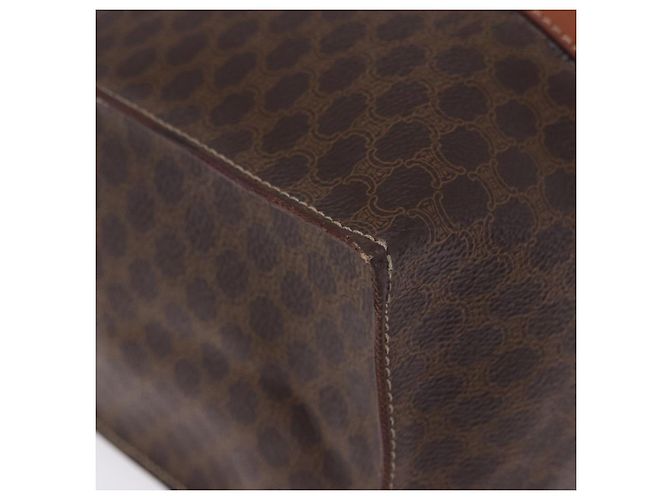 Céline CELINE Macadam Canvas Tote Bag PVC Leder Braun Gold Auth 204387 Golden - Ansicht 17
