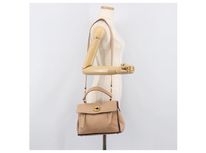 Autre Marque Borsa a mano SAINT LAURENT Muse To Leather 2way Beige Gold Tone 283761 Auth BA15574A - vista 30