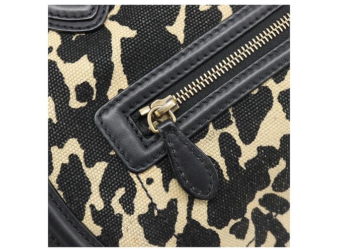 Céline CELINE Luggage Mini Shopper Handtasche Canvas Leather Black Gold Auth 203648A Schwarz Golden - Ansicht 16