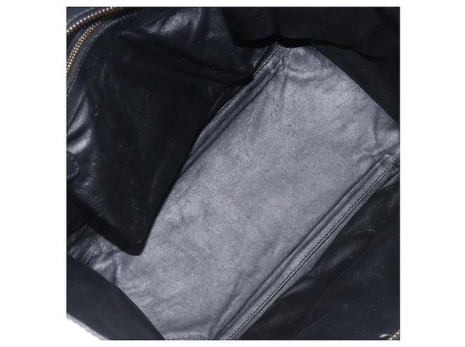 Céline CELINE Luggage Mini Shopper Handtasche Canvas Leather Black Gold Auth 203648A Schwarz Golden - Ansicht 19