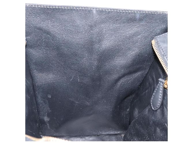 Céline CELINE Luggage Mini Shopper Handtasche Canvas Leather Black Gold Auth 203648A Schwarz Golden - Ansicht 21