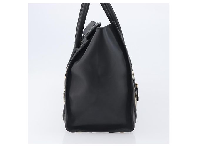 Céline CELINE Luggage Mini Shopper Handtasche Canvas Leather Black Gold Auth 203648A Schwarz Golden - Ansicht 5