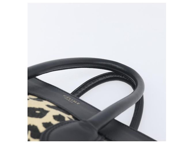 Céline CELINE Luggage Mini Shopper Handtasche Canvas Leather Black Gold Auth 203648A Schwarz Golden - Ansicht 8