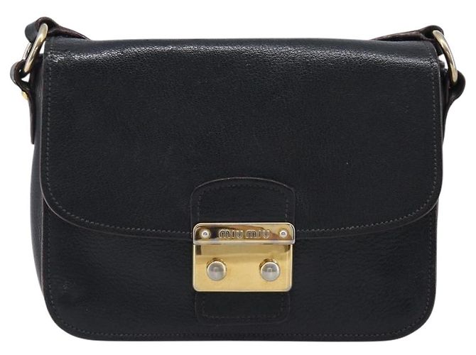 Borsa a tracolla Miu Miu Madras in pelle nera e oro Auth 204572V Nero - vista 13