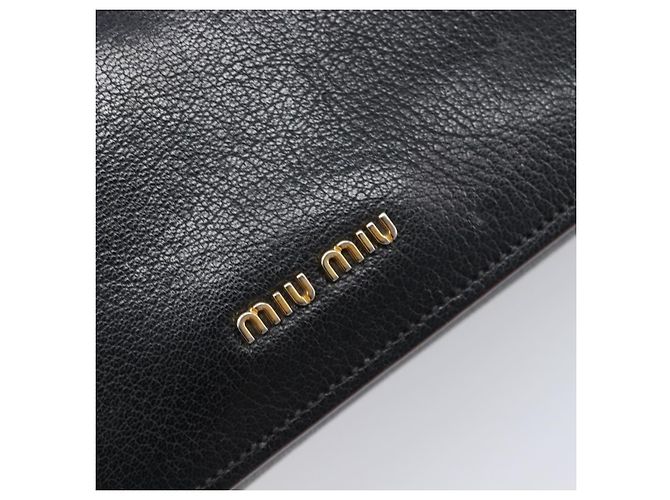 Borsa a tracolla Miu Miu Madras in pelle nera e oro Auth 204572V Nero - vista 20
