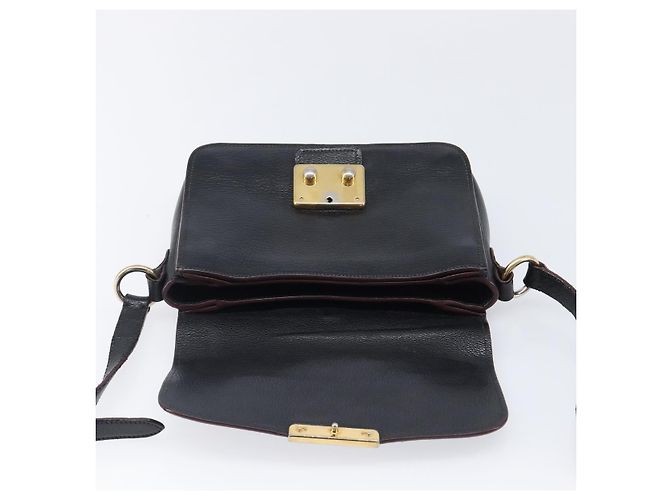 Borsa a tracolla Miu Miu Madras in pelle nera e oro Auth 204572V Nero - vista 22
