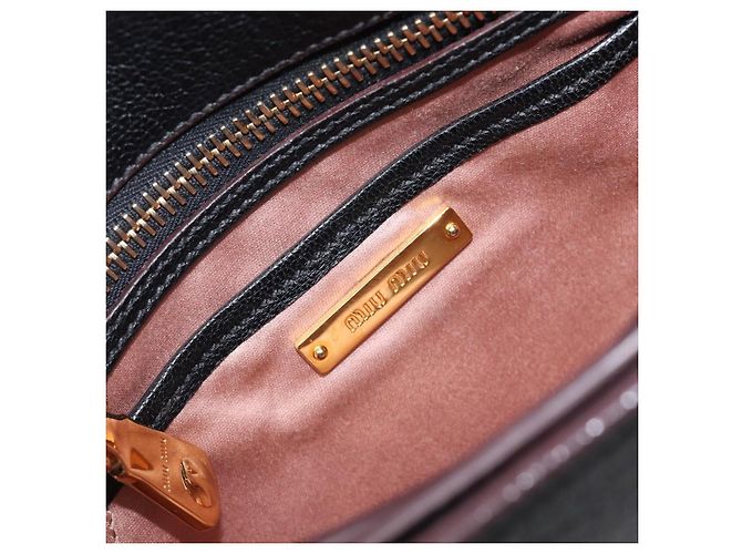 Borsa a tracolla Miu Miu Madras in pelle nera e oro Auth 204572V Nero - vista 23