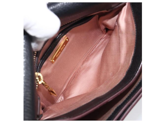 Borsa a tracolla Miu Miu Madras in pelle nera e oro Auth 204572V Nero - vista 26