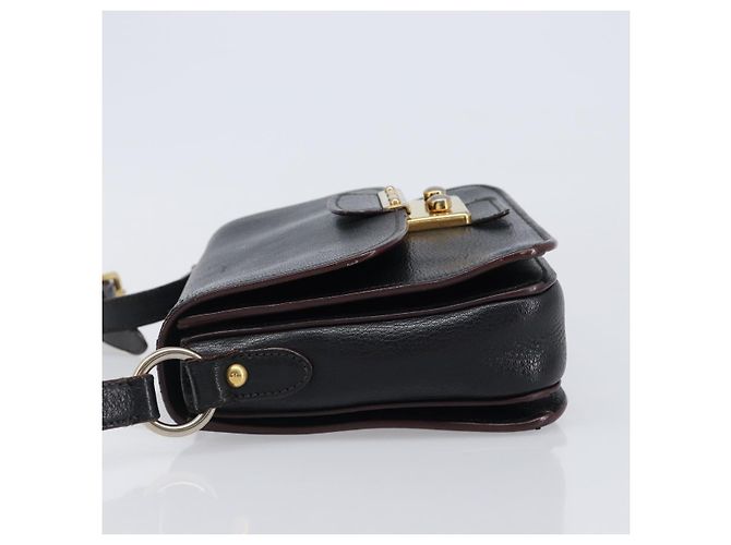 Borsa a tracolla Miu Miu Madras in pelle nera e oro Auth 204572V Nero - vista 4