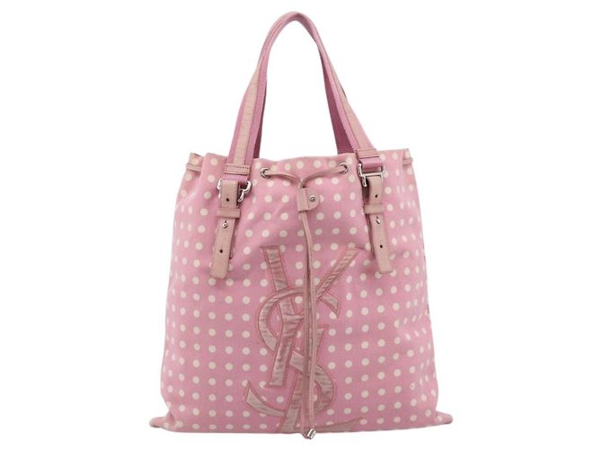 Autre Marque Borsa Tote SAINT LAURENT Kahala Canvas Pink Silver 121631 Auth BA15529A Argento Rosa - vista 2