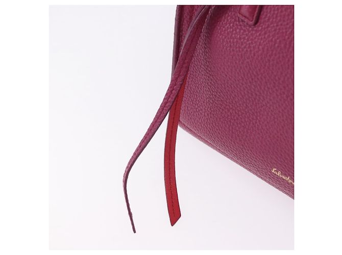 Borsa Salvatore Ferragamo Gancini in pelle 2way Rosa Tono Oro Auth 204579A - vista 18