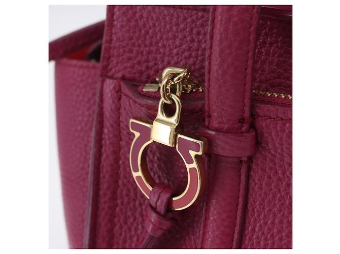 Borsa Salvatore Ferragamo Gancini in pelle 2way Rosa Tono Oro Auth 204579A - vista 19