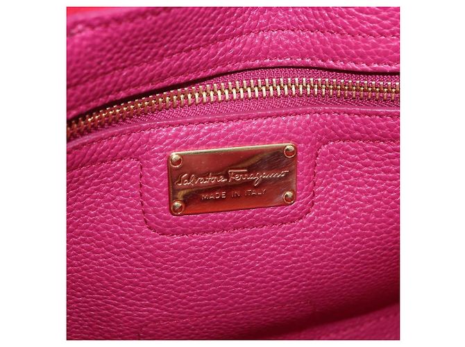 Borsa Salvatore Ferragamo Gancini in pelle 2way Rosa Tono Oro Auth 204579A - vista 21