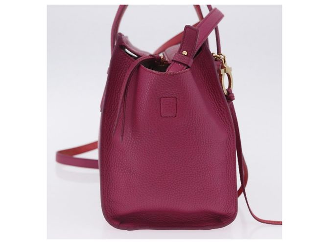 Borsa Salvatore Ferragamo Gancini in pelle 2way Rosa Tono Oro Auth 204579A - vista 5