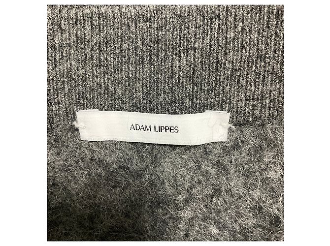 Adam Lippes Ari Top aus gebürstetem Kaschmir in Heather Grey und Levi Midi-Rock mit Gürtel Grau - Ansicht 4