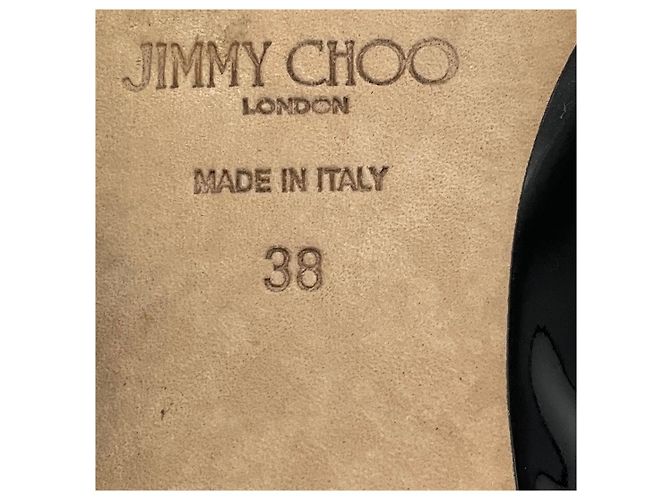 Jimmy Choo Black Bing Crystal Embellished Patent Leather Flats Nero - vista 7