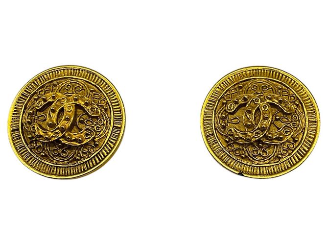 Orecchini a clip Chanel Vintage 1994 Gold CC Logo D'oro - vista 8