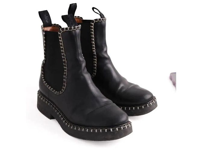 Chloé Biker-Stiefel aus schwarzem Leder - Ansicht 3
