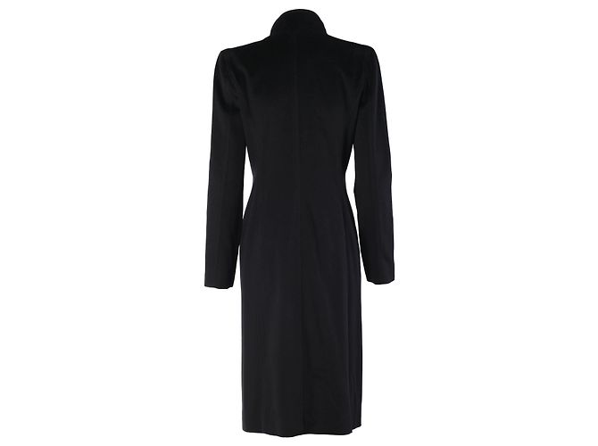 Yves Saint Laurent by Tom Ford Runway Wollmantel mit Rüschen Schwarz - Ansicht 4