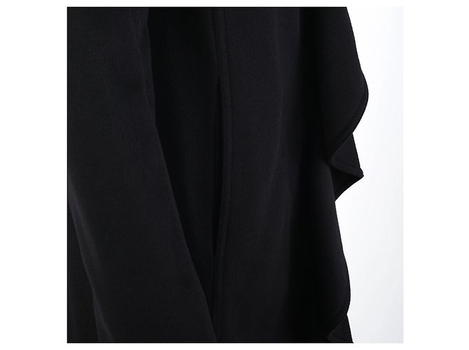 Yves Saint Laurent by Tom Ford Runway Wollmantel mit Rüschen Schwarz - Ansicht 6