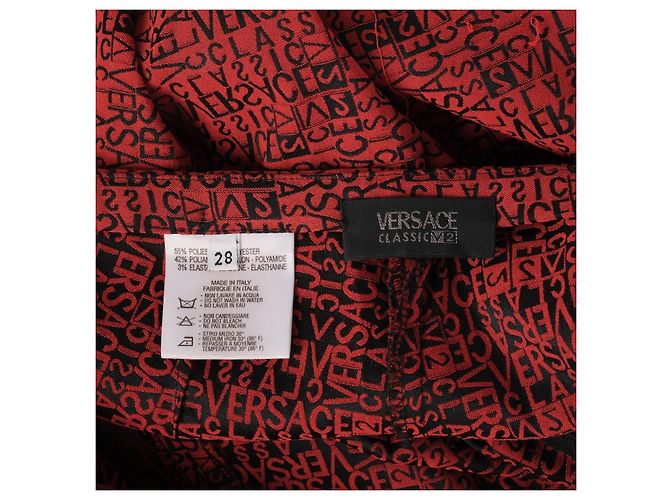 Versace Classic V2 Logo-Jacquard ausgestellte Hose Rot - Ansicht 7