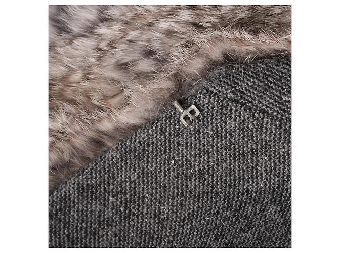 Autre Marque Blazer ajustado Weber em lã virgem e cashmere cinza com acabamento em pele de coelho - vista 5