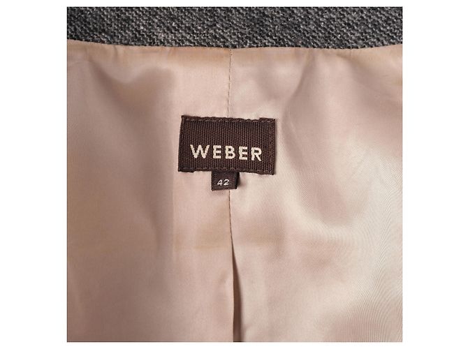 Autre Marque Blazer ajustado Weber em lã virgem e cashmere cinza com acabamento em pele de coelho - vista 9