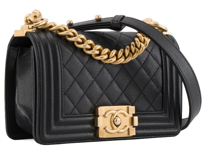 CHANEL - Borsa a tracolla mini Chanel Boy in pelle caviar nera Nero - vista 2