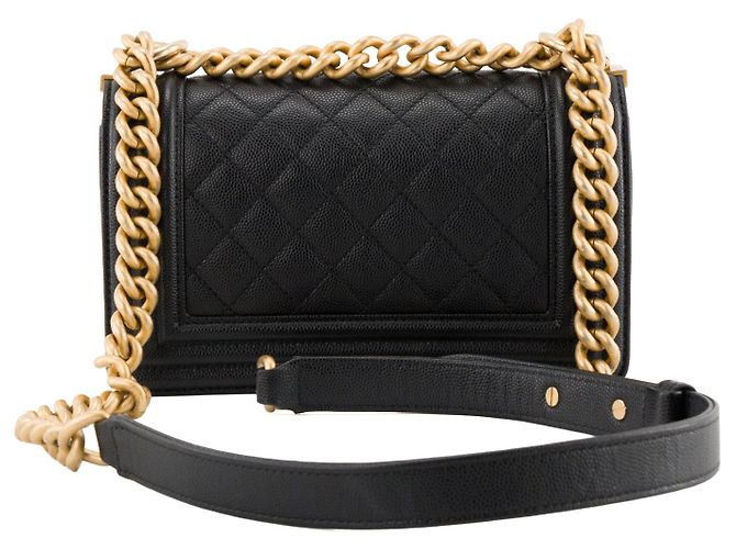 CHANEL - Borsa a tracolla mini Chanel Boy in pelle caviar nera Nero - vista 3