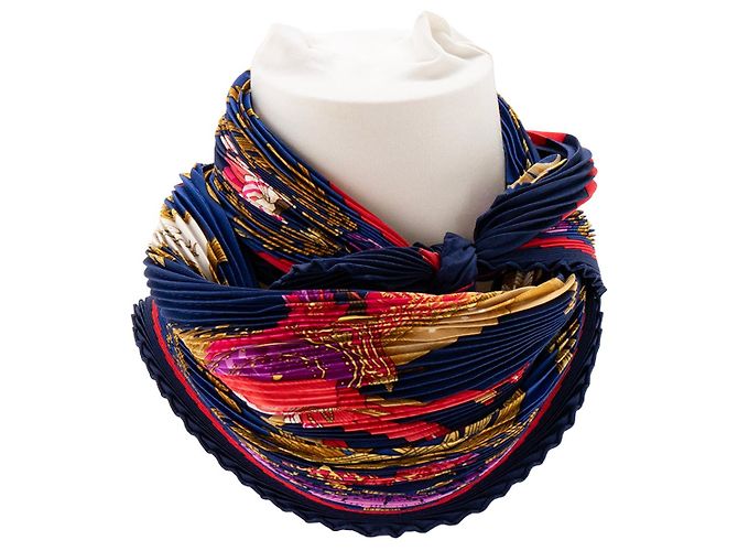 HERMÈS - Carré 90 Cheval Turc Hermès en seda plisada azul Multicolor - vista 2