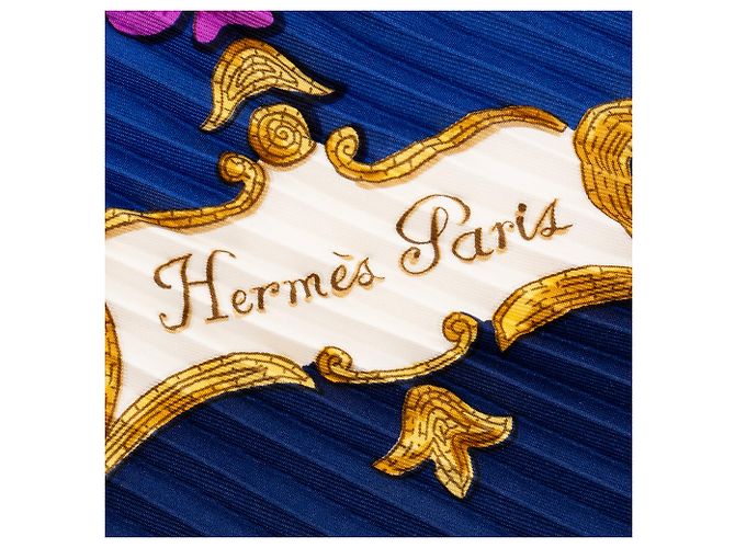 HERMÈS - Carré 90 Cheval Turc Hermès en seda plisada azul Multicolor - vista 3