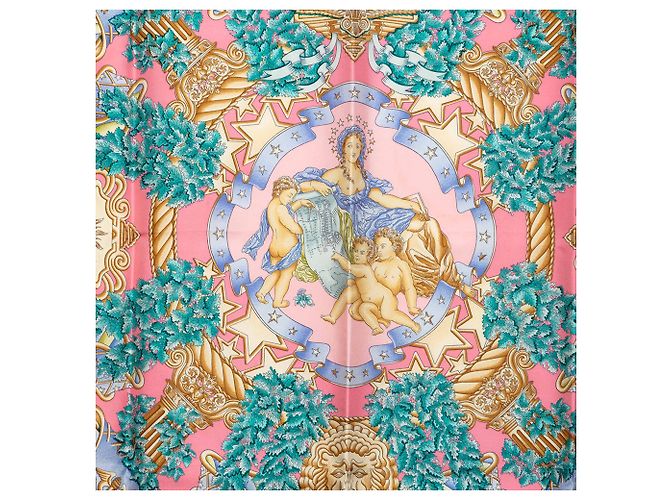 Pañuelo de seda Hermès Europe Rosa 90 - vista 2