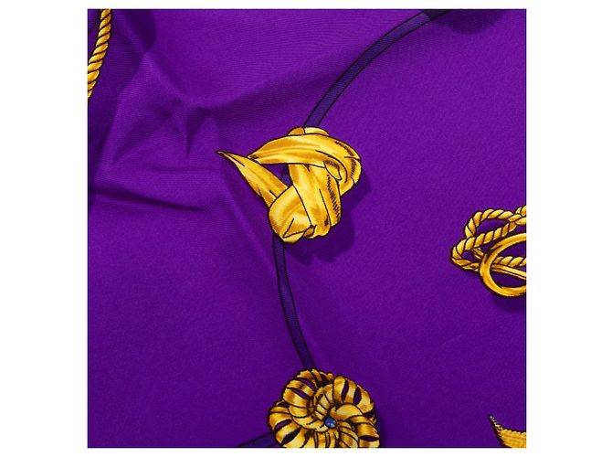 Pañuelo de seda Hermès Clips Morado 90 Púrpura - vista 7