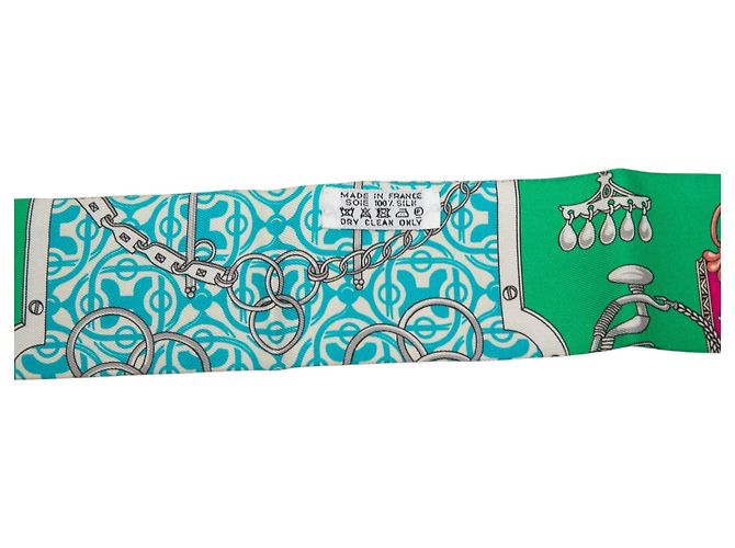 Hermès Mors Et Gourmettes Remix Seidentuch Twilly Grün - Ansicht 2