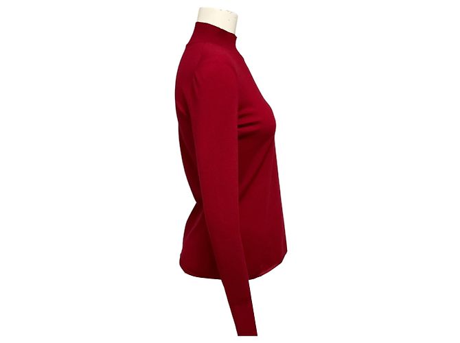 Alaïa Jersey de punto de lana con cuello cisne Alaia Maroon Red Roja - vista 2
