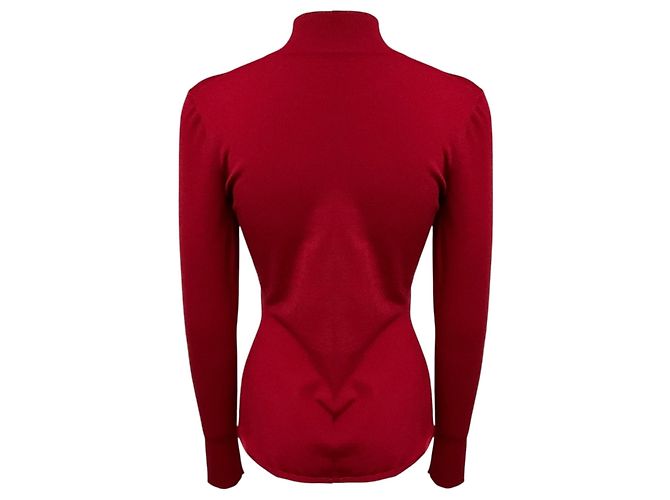 Alaïa Jersey de punto de lana con cuello cisne Alaia Maroon Red Roja - vista 3