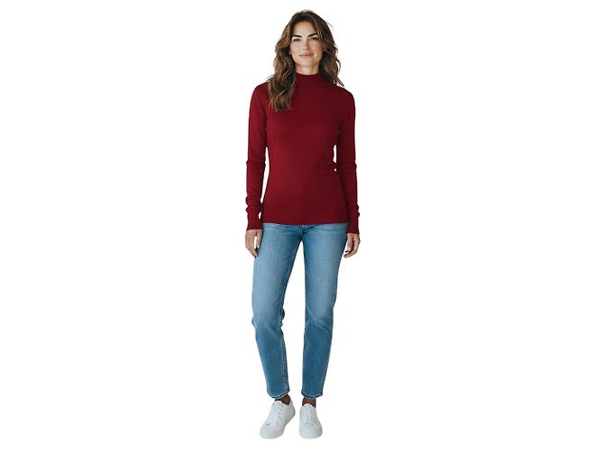 Alaïa Jersey de punto de lana con cuello cisne Alaia Maroon Red Roja - vista 5