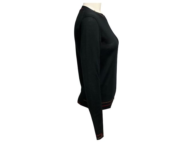 Jersey de punto de lana y seda de manga larga Prada negro - vista 2