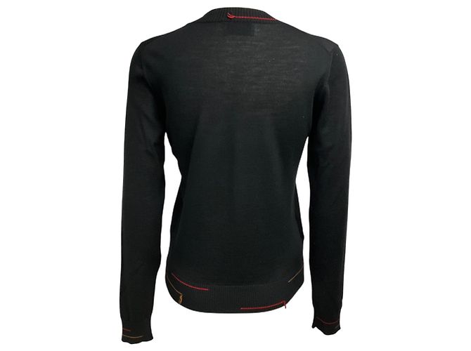 Jersey de punto de lana y seda de manga larga Prada negro - vista 3
