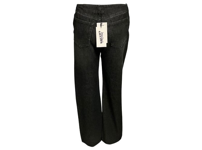 Jean Paul Gaultier - Pantalones vaqueros de denim negro con cremallera frontal - vista 3
