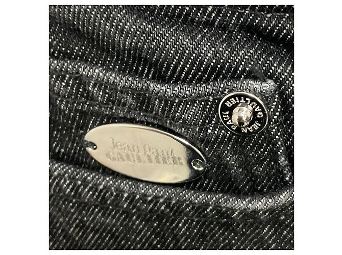 Jean Paul Gaultier - Pantalones vaqueros de denim negro con cremallera frontal - vista 7