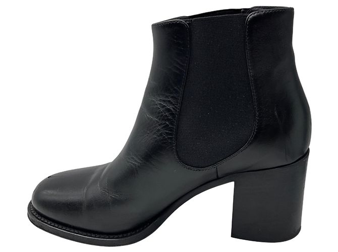 Botines de piel Chanel Black / Gold CC Logo Negro - vista 3