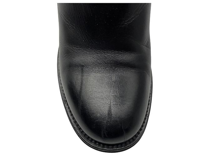 Botines de piel Chanel Black / Gold CC Logo Negro - vista 5